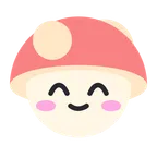 Shiitake, a smiling mushroom with a coral cap and cream spots
